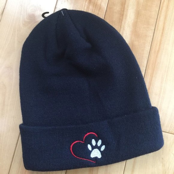 Dog paw & heart beanies - 2 adult sizes embroidered hats - Picture 2 of 4